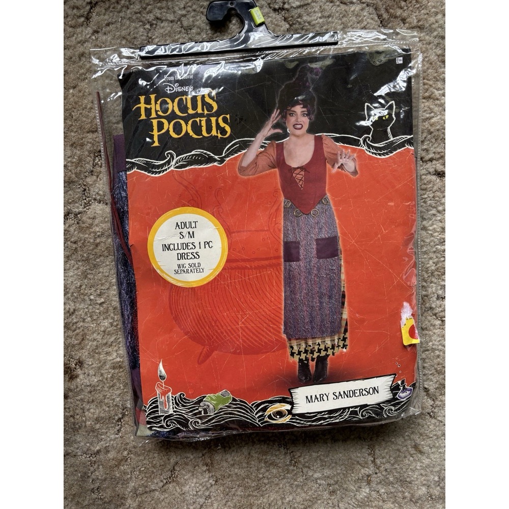 New Disney Hocus Pocus Mary Sanderson Halloween Costume Dress Adult S/M
